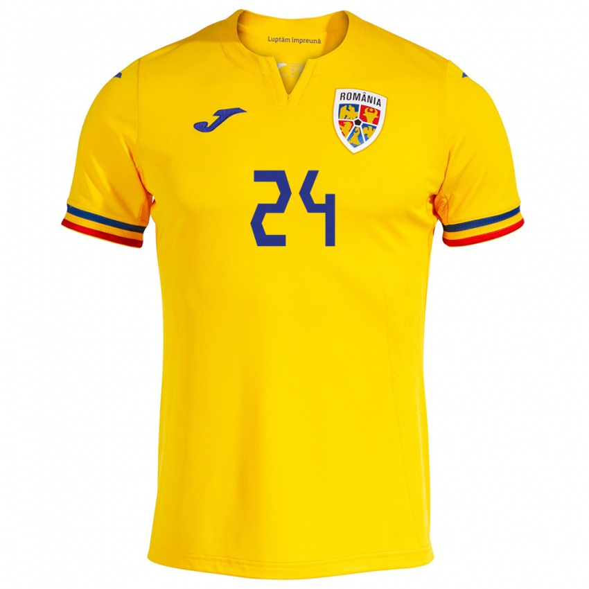 Niño Camiseta Rumania Botond Gergely #24 Amarillo 1ª Equipación 24-26 La Camisa México