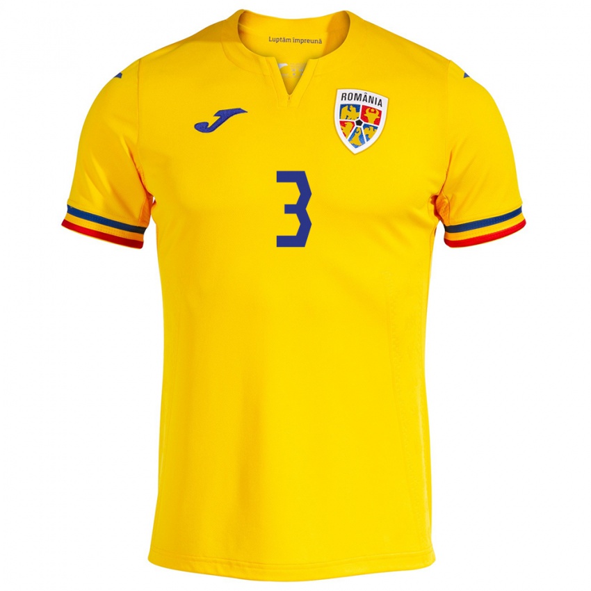 Niño Camiseta Rumania Cristian Ignat #3 Amarillo 1ª Equipación 24-26 La Camisa México