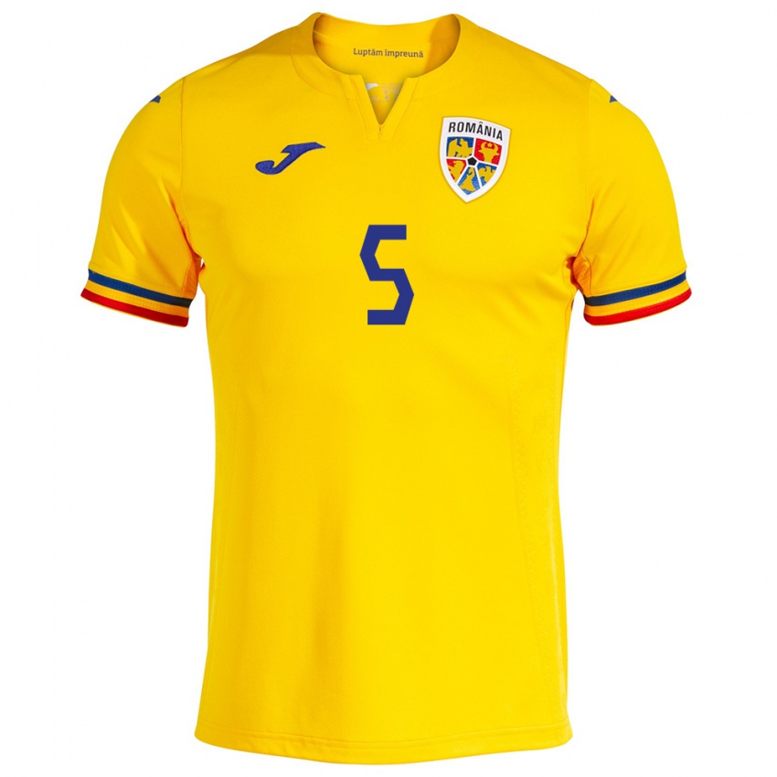 Niño Camiseta Rumania Gabriel Dănuleasă #5 Amarillo 1ª Equipación 24-26 La Camisa México