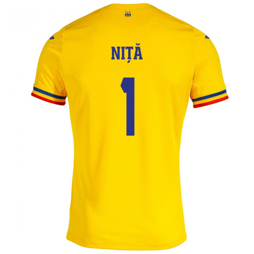 Niño Camiseta Rumania Florin Niță #1 Amarillo 1ª Equipación 24-26 La Camisa México