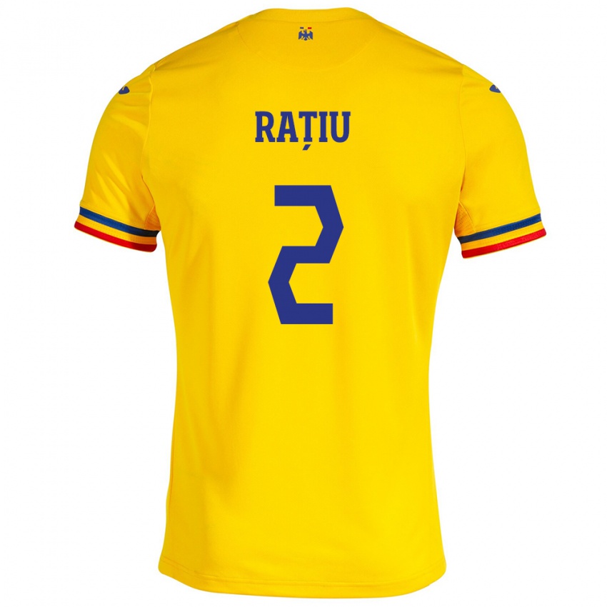 Niño Camiseta Rumania Andrei Rațiu #2 Amarillo 1ª Equipación 24-26 La Camisa México