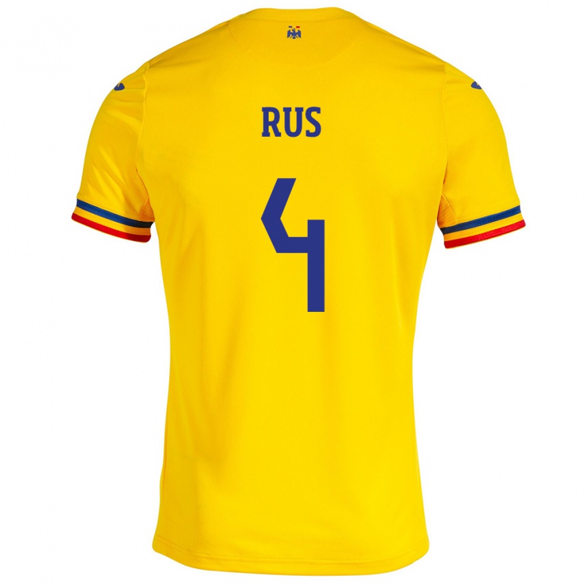 Niño Camiseta Rumania Adrian Rus #4 Amarillo 1ª Equipación 24-26 La Camisa México