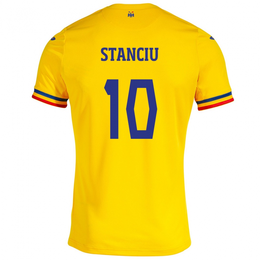 Niño Camiseta Rumania Nicolae Stanciu #10 Amarillo 1ª Equipación 24-26 La Camisa México