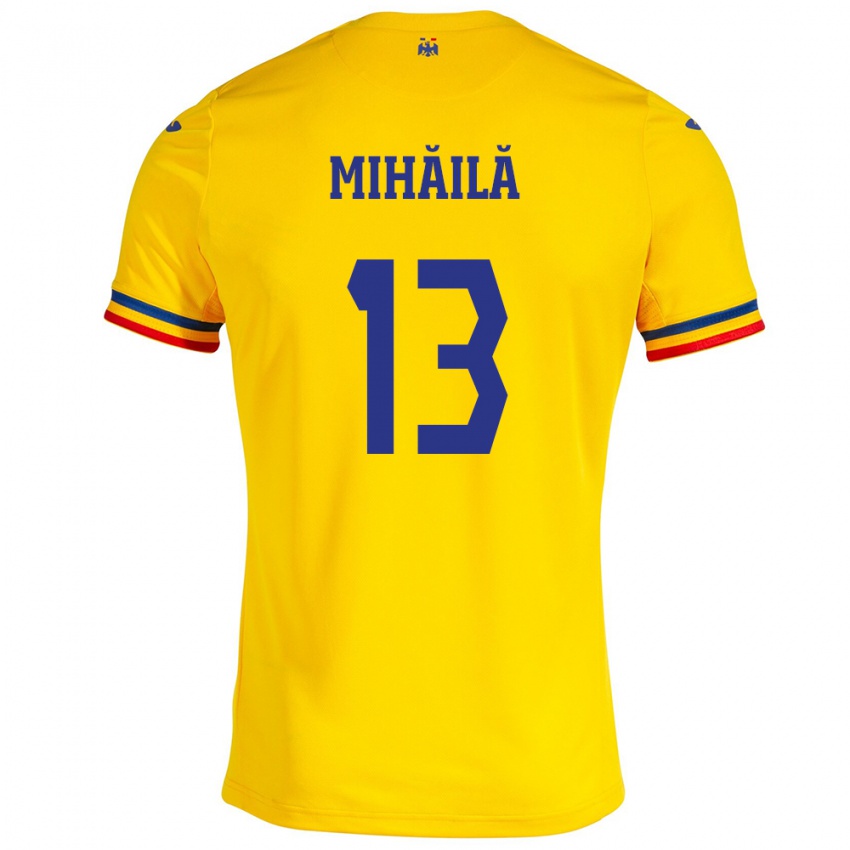 Niño Camiseta Rumania Valentin Mihăilă #13 Amarillo 1ª Equipación 24-26 La Camisa México