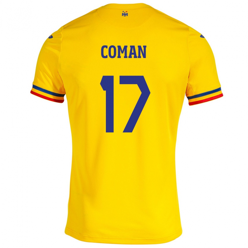 Niño Camiseta Rumania Florinel Coman #17 Amarillo 1ª Equipación 24-26 La Camisa México