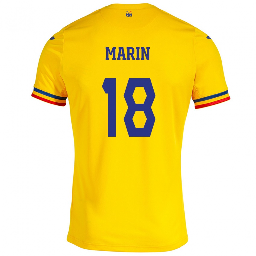 Niño Camiseta Rumania Răzvan Marin #18 Amarillo 1ª Equipación 24-26 La Camisa México