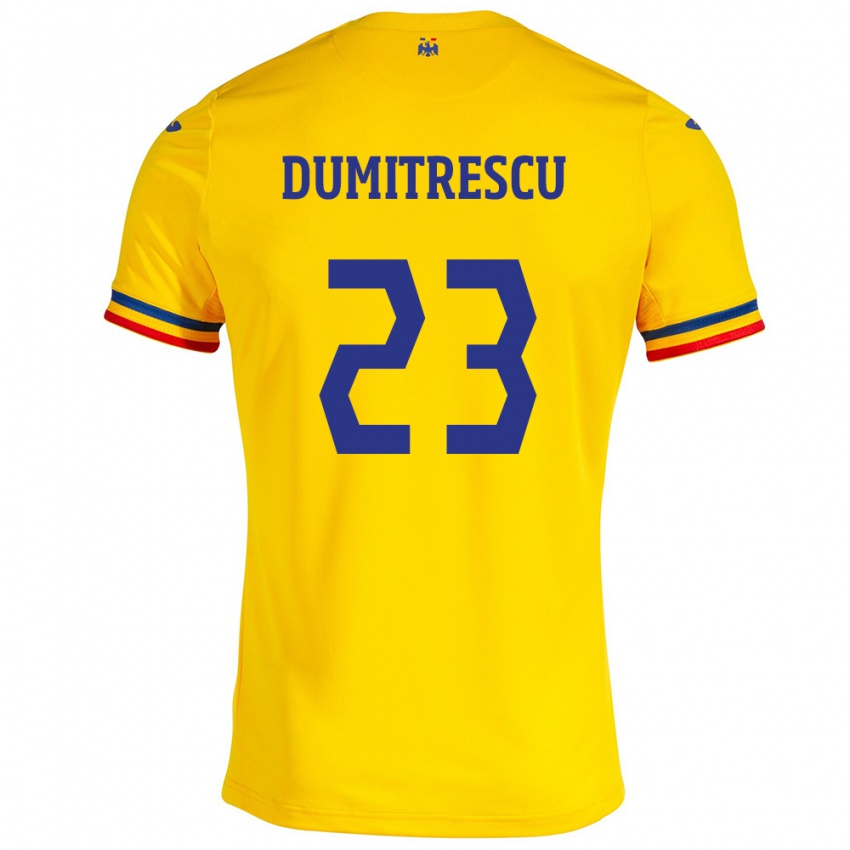 Niño Camiseta Rumania Andres Dumitrescu #23 Amarillo 1ª Equipación 24-26 La Camisa México