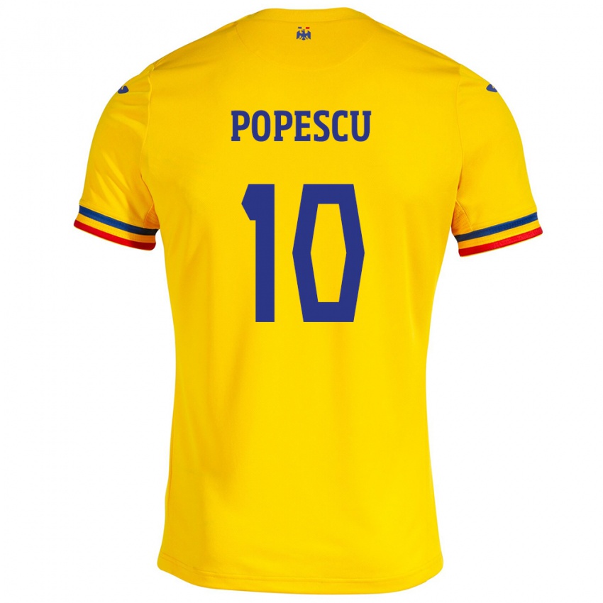 Niño Camiseta Rumania Octavian Popescu #10 Amarillo 1ª Equipación 24-26 La Camisa México