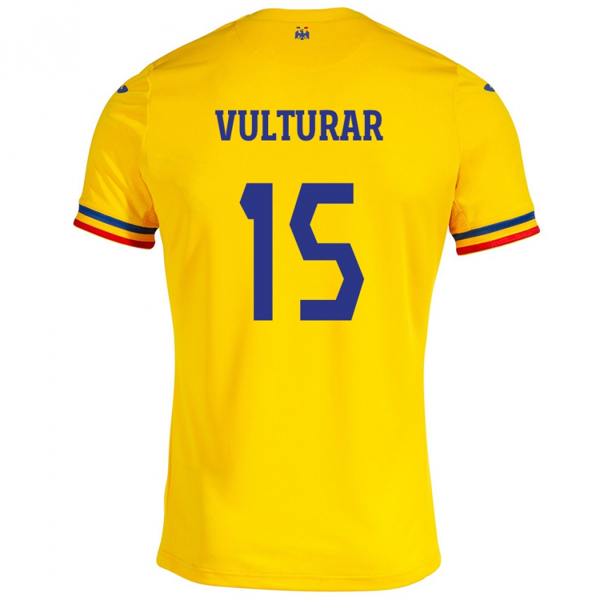 Niño Camiseta Rumania Cătălin Vulturar #15 Amarillo 1ª Equipación 24-26 La Camisa México