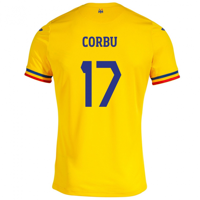 Niño Camiseta Rumania Marius Corbu #17 Amarillo 1ª Equipación 24-26 La Camisa México