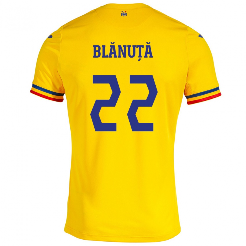 Niño Camiseta Rumania Vladislav Blănuță #22 Amarillo 1ª Equipación 24-26 La Camisa México