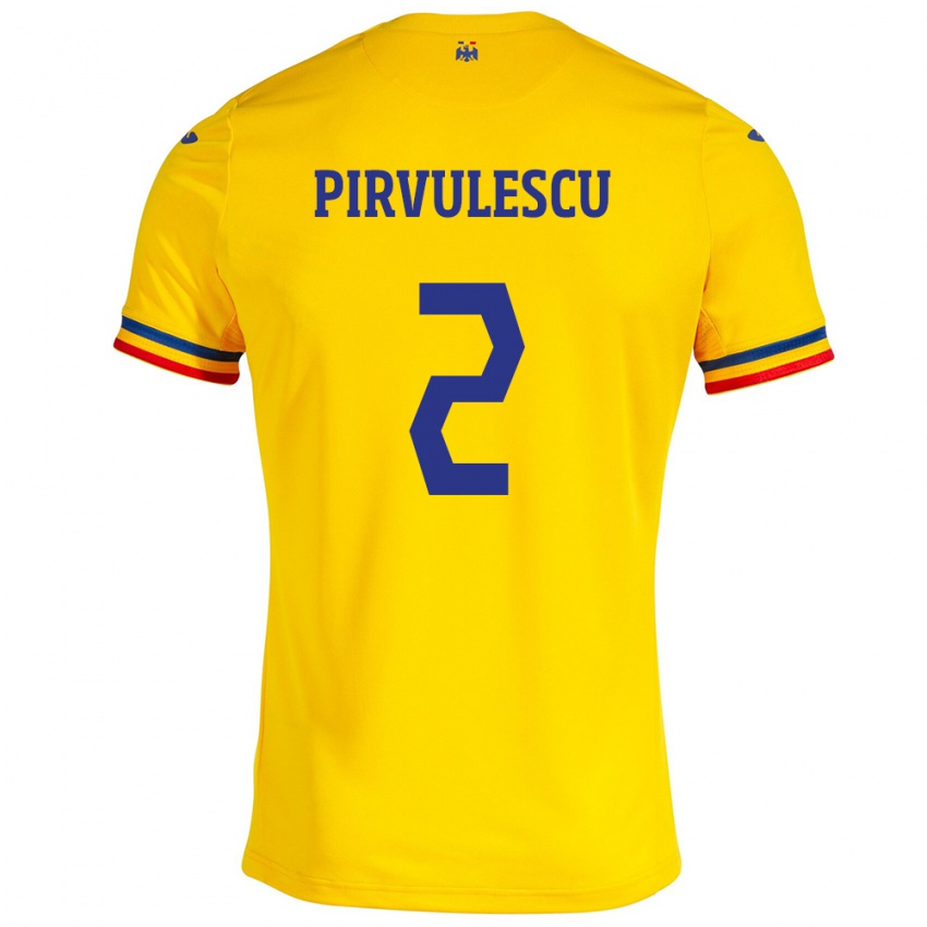 Niño Camiseta Rumania Sergiu Pîrvulescu #2 Amarillo 1ª Equipación 24-26 La Camisa México