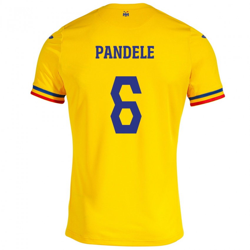 Niño Camiseta Rumania Andrei Pandele #6 Amarillo 1ª Equipación 24-26 La Camisa México