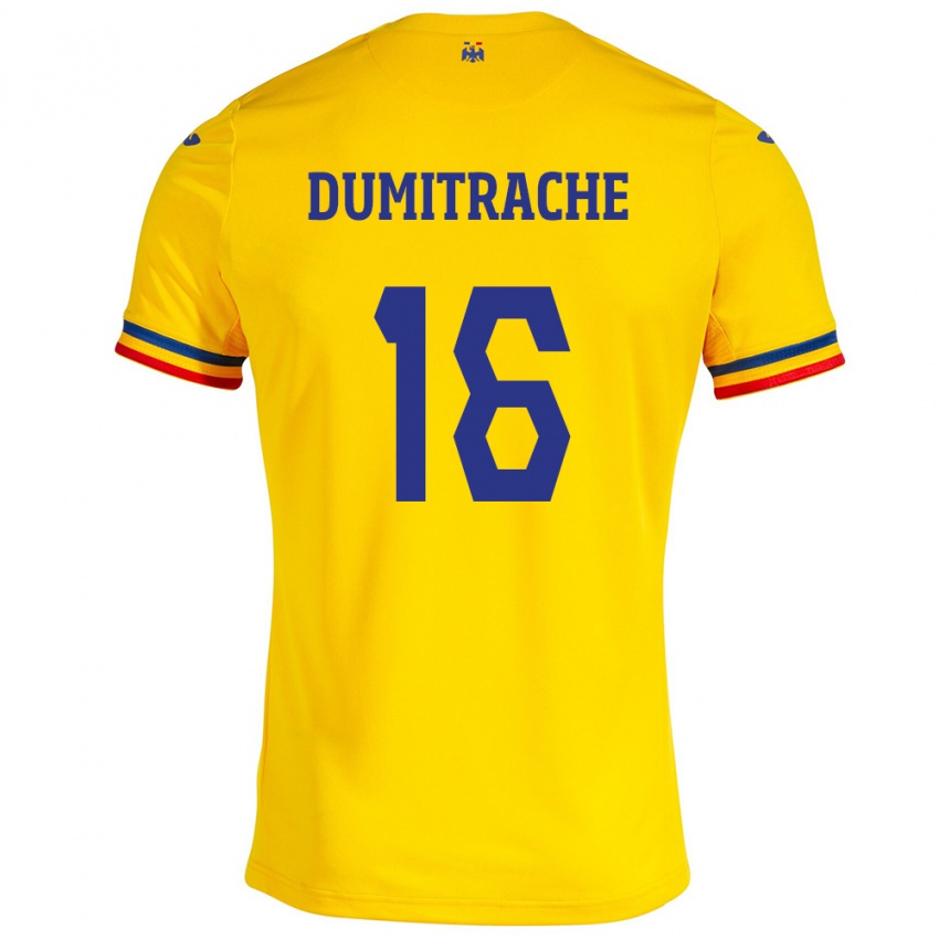 Niño Camiseta Rumania Valentin Dumitrache #16 Amarillo 1ª Equipación 24-26 La Camisa México