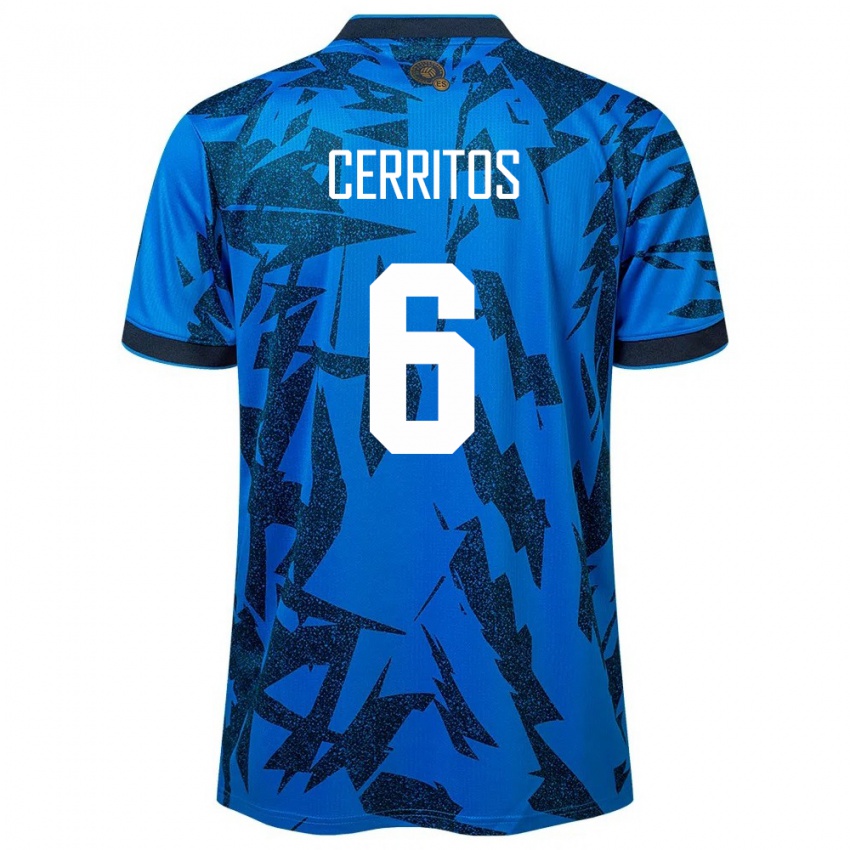 Niño Camiseta El Salvador Mauricio Cerritos #6 Azul 1ª Equipación 24-26 La Camisa México