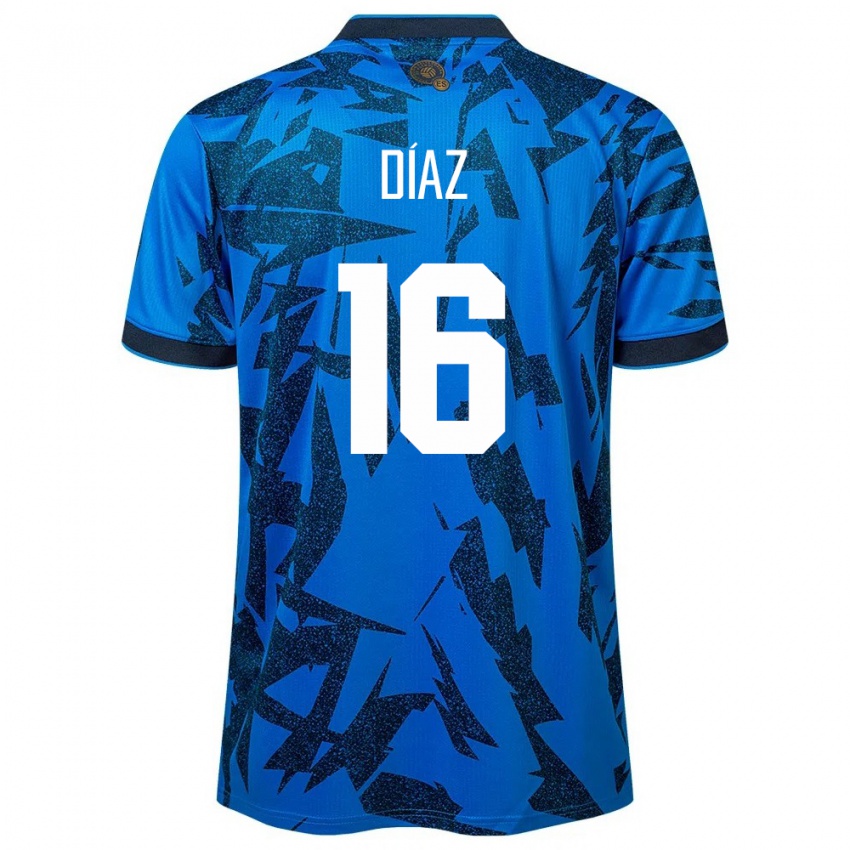 Niño Camiseta El Salvador Wilber Díaz #16 Azul 1ª Equipación 24-26 La Camisa México