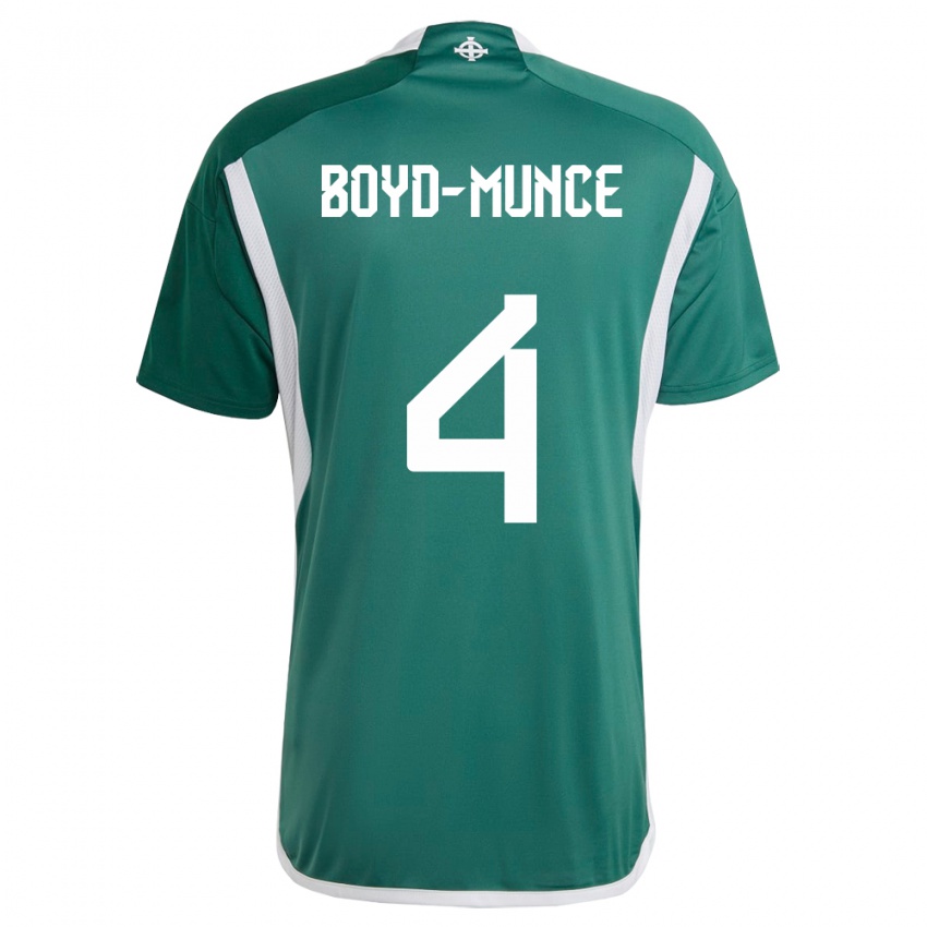 Niño Camiseta Irlanda Del Norte Caolan Boyd-Munce #4 Verde 1ª Equipación 24-26 La Camisa México