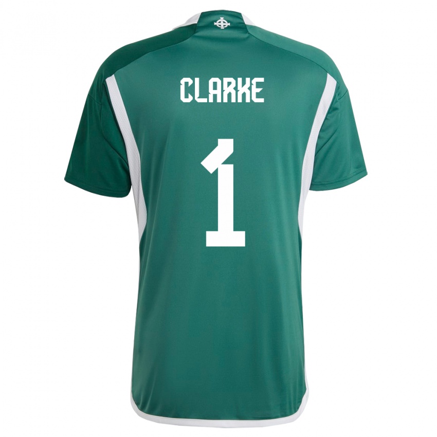 Niño Camiseta Irlanda Del Norte Josh Clarke #1 Verde 1ª Equipación 24-26 La Camisa México