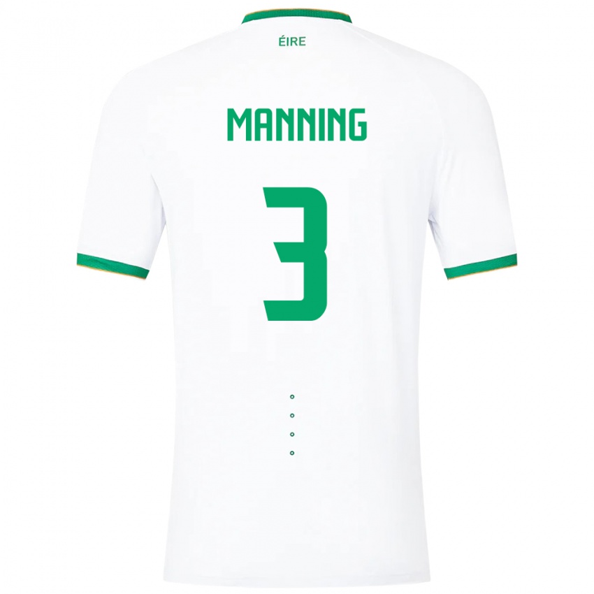 Niño Camiseta Irlanda Ryan Manning #3 Blanco 2ª Equipación 24-26 La Camisa México