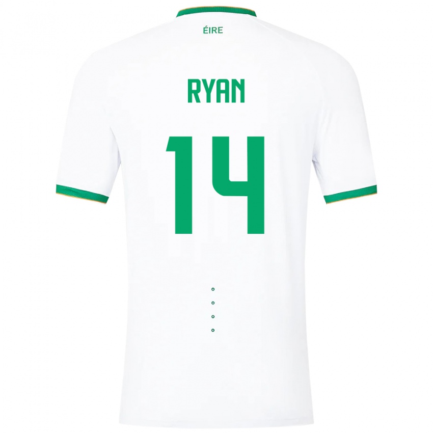 Niño Camiseta Irlanda John Ryan #14 Blanco 2ª Equipación 24-26 La Camisa México