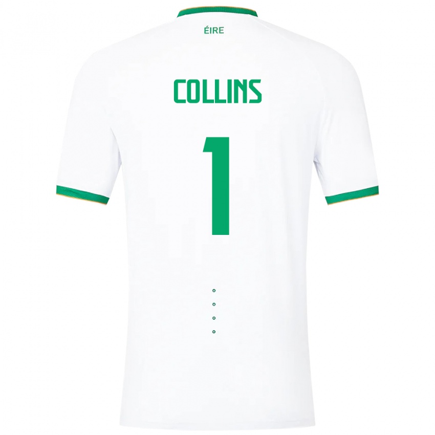 Niño Camiseta Irlanda Joe Collins #1 Blanco 2ª Equipación 24-26 La Camisa México