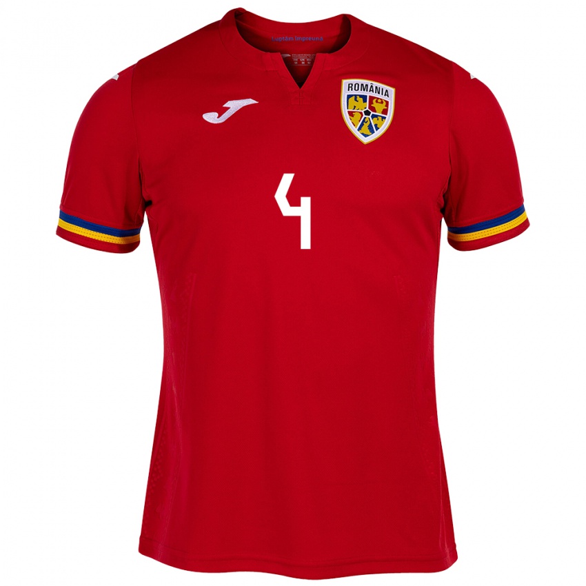 Niño Camiseta Rumania Costin Amzăr #4 Rojo 2ª Equipación 24-26 La Camisa México