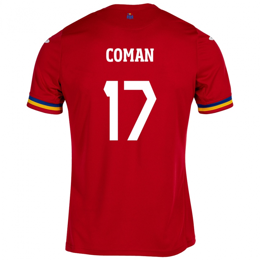 Niño Camiseta Rumania Florinel Coman #17 Rojo 2ª Equipación 24-26 La Camisa México