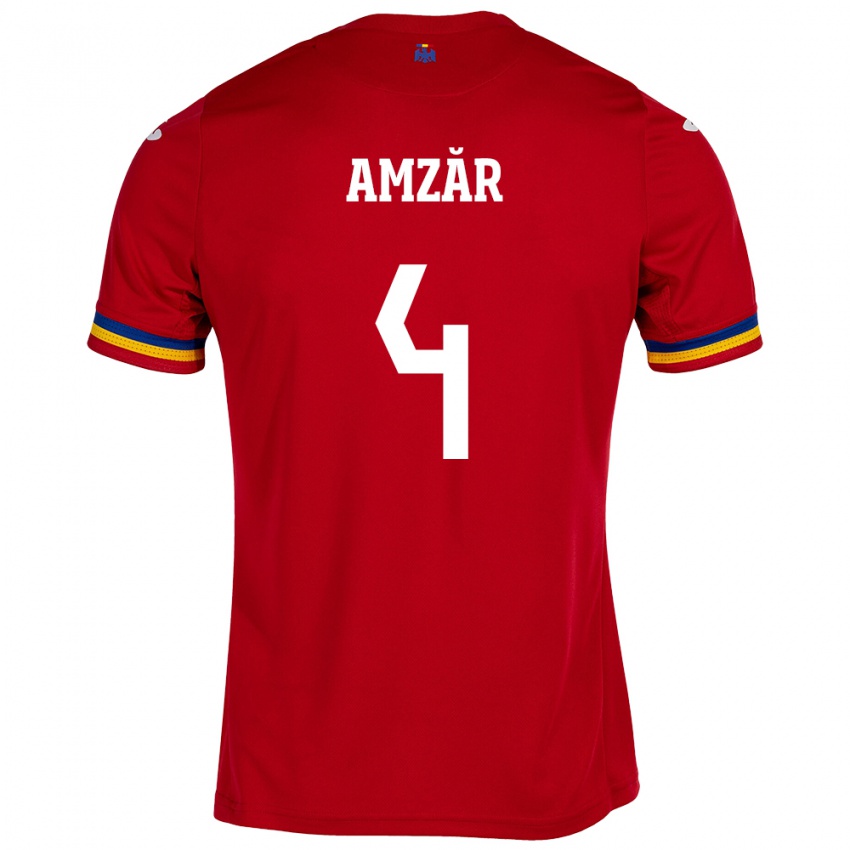 Niño Camiseta Rumania Costin Amzăr #4 Rojo 2ª Equipación 24-26 La Camisa México