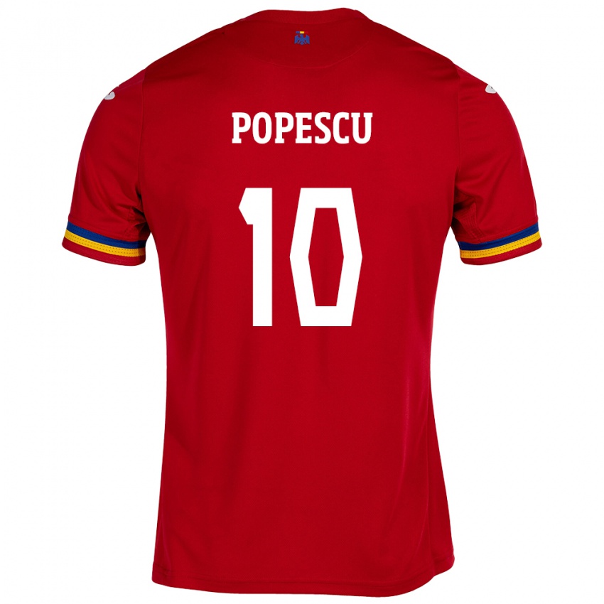 Niño Camiseta Rumania Octavian Popescu #10 Rojo 2ª Equipación 24-26 La Camisa México