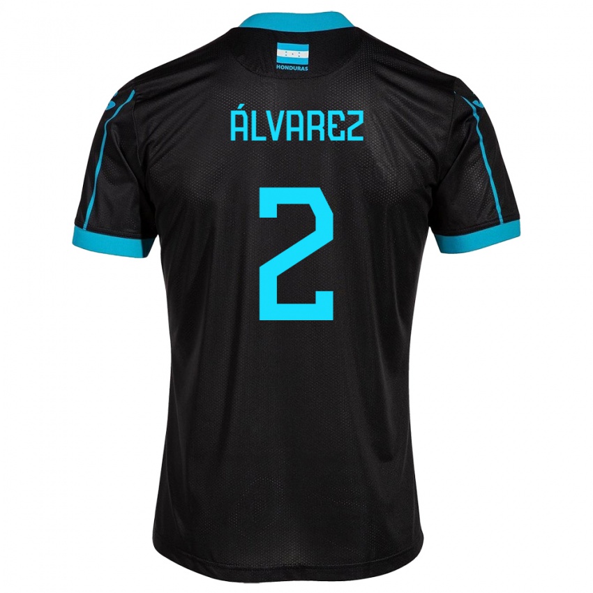 Niño Camiseta Honduras Kevin Álvarez #2 Negro 2ª Equipación 24-26 La Camisa México