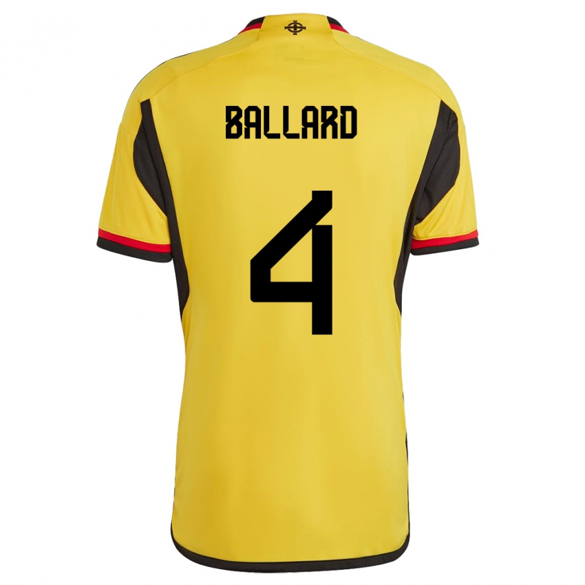 Niño Camiseta Irlanda Del Norte Daniel Ballard #4 Blanco 2ª Equipación 24-26 La Camisa México