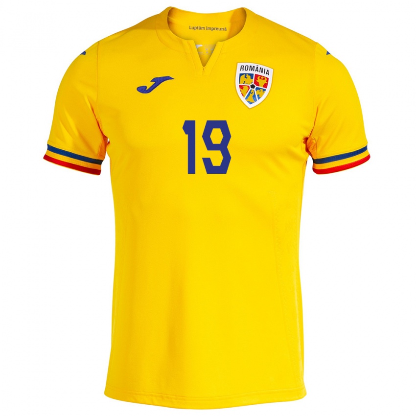 Hombre Camiseta Rumania Olga Iordăchiuși #19 Amarillo 1ª Equipación 24-26 La Camisa México