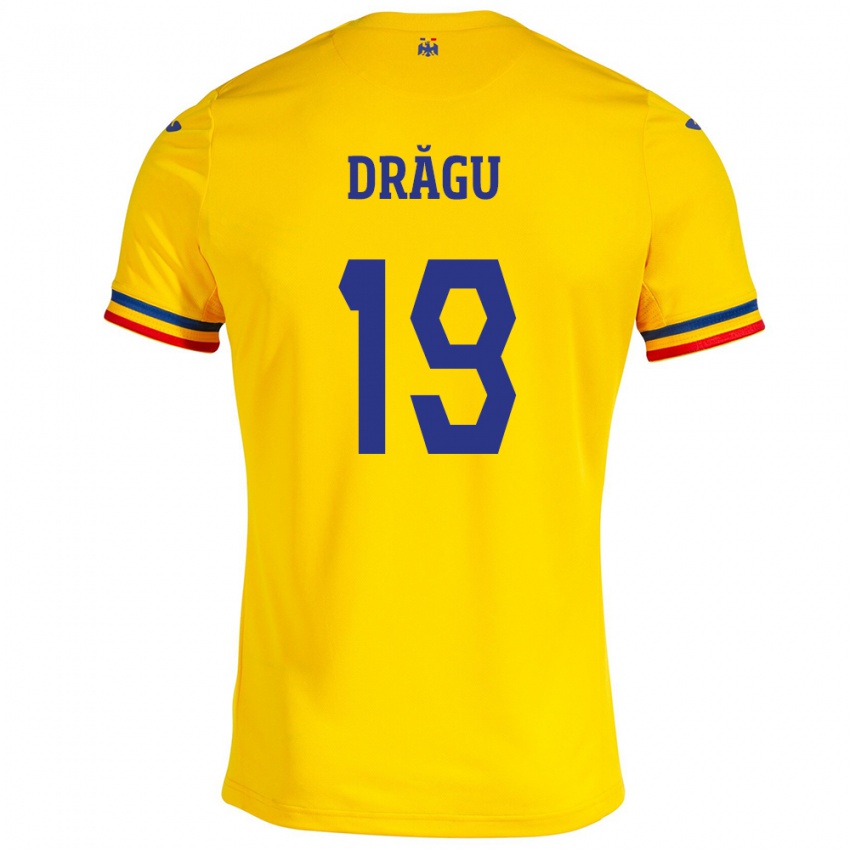Hombre Camiseta Rumania Denis Drăguş #19 Amarillo 1ª Equipación 24-26 La Camisa México