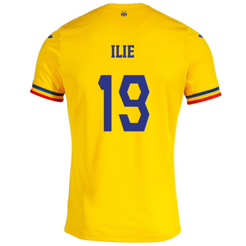 Hombre Camiseta Rumania Rareș Ilie #19 Amarillo 1ª Equipación 24-26 La Camisa México