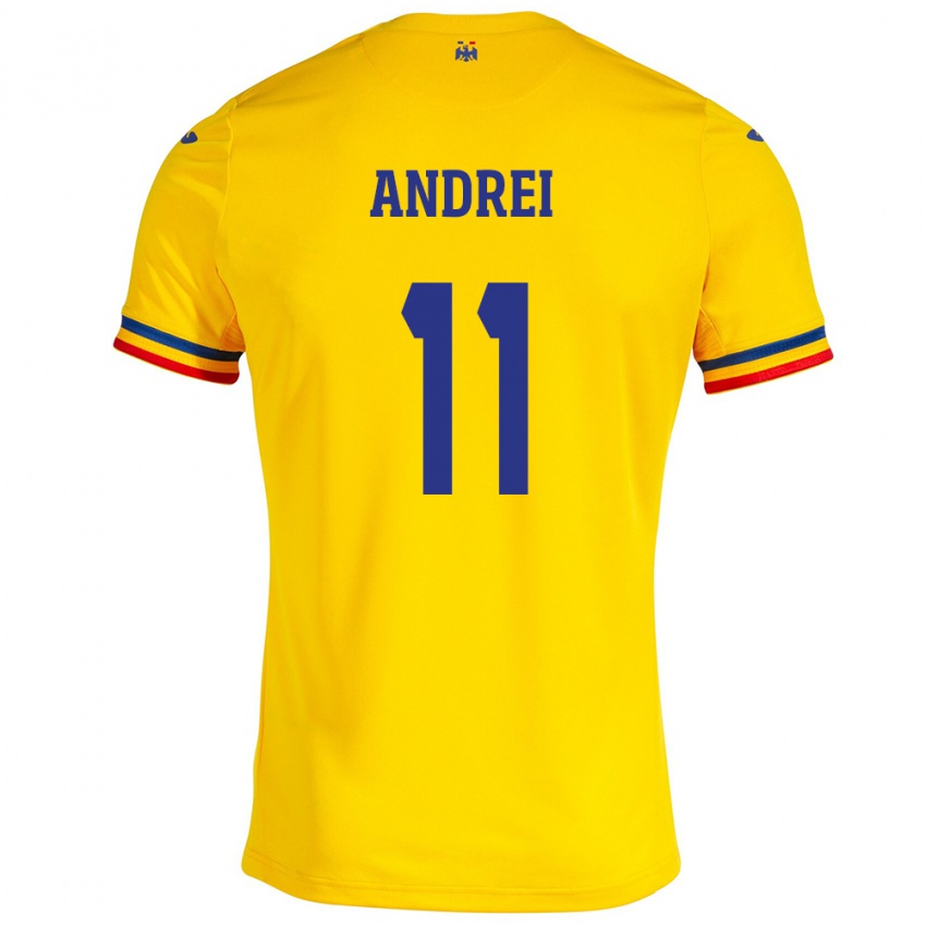 Hombre Camiseta Rumania Doru Andrei #11 Amarillo 1ª Equipación 24-26 La Camisa México