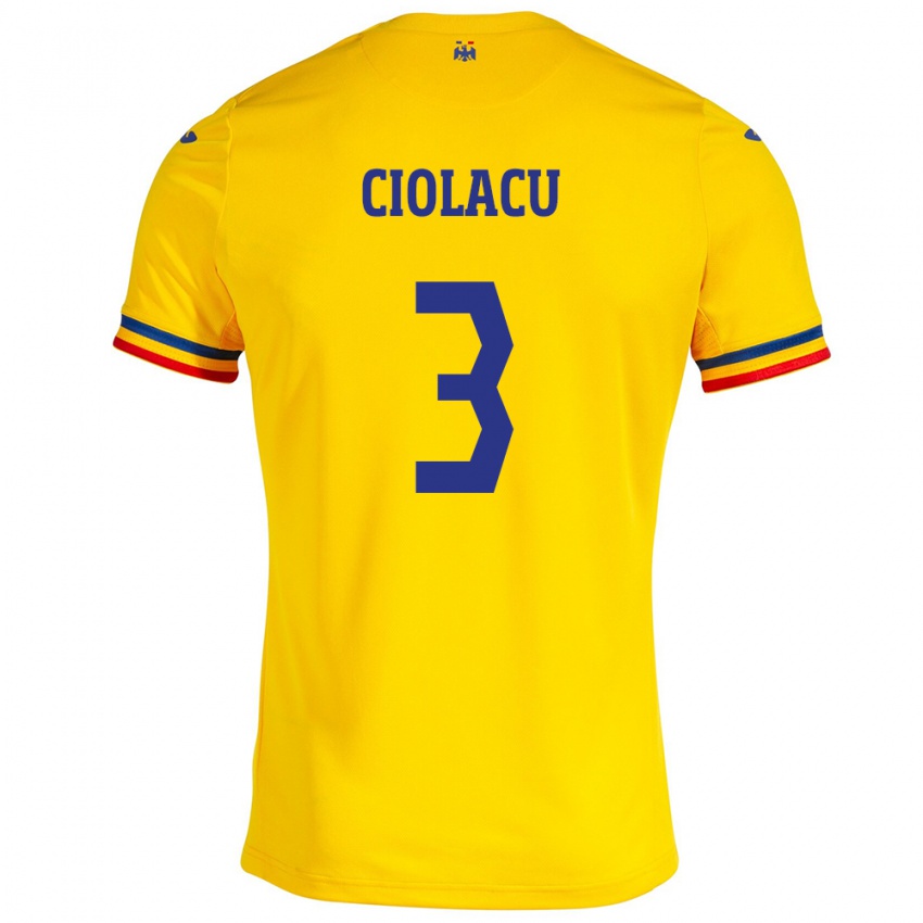 Hombre Camiseta Rumania Mihaela Ciolacu #3 Amarillo 1ª Equipación 24-26 La Camisa México