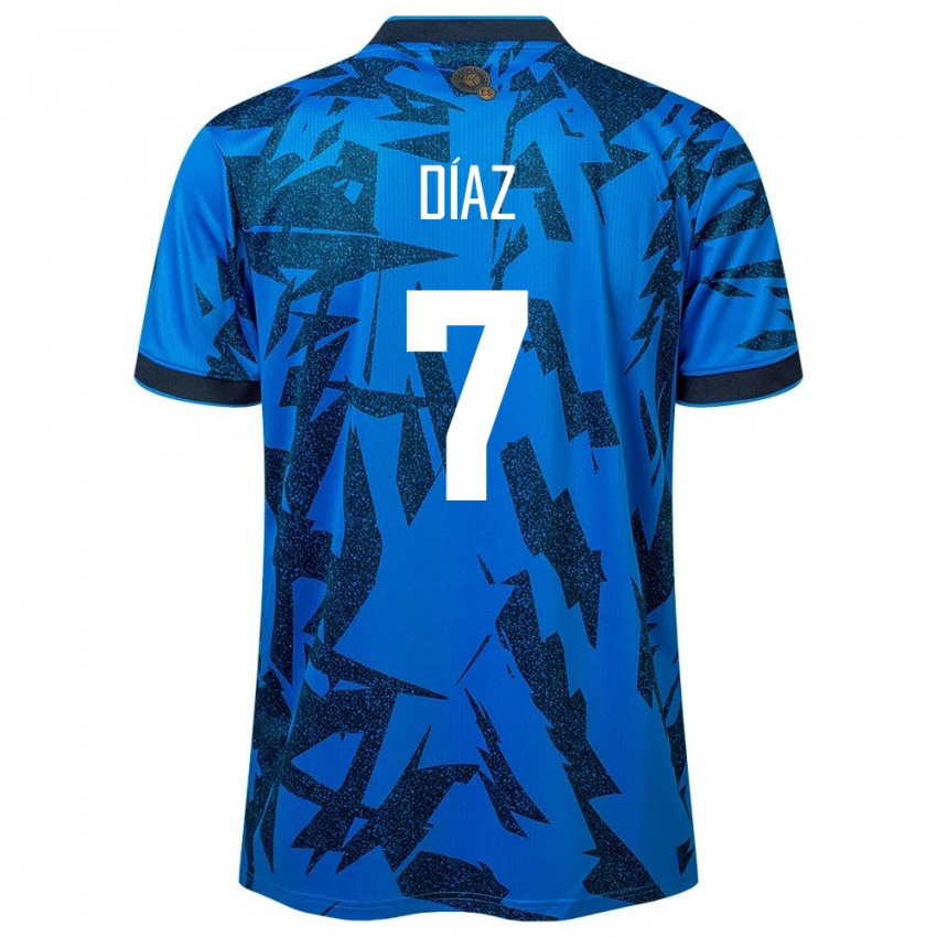 Hombre Camiseta El Salvador Nelson Díaz #7 Azul 1ª Equipación 24-26 La Camisa México