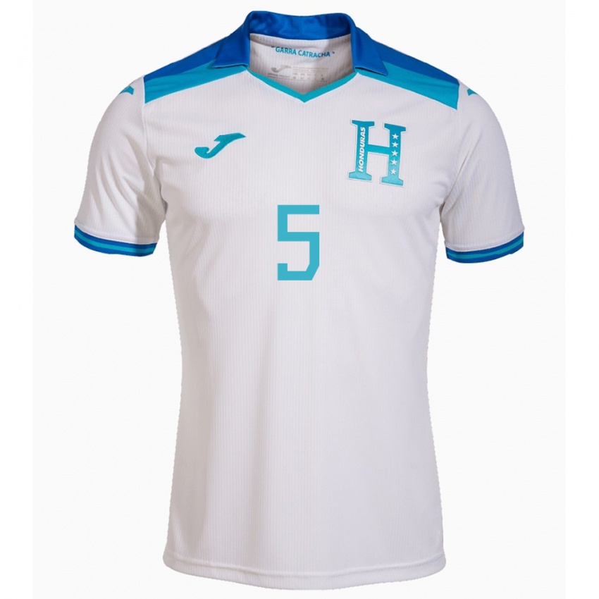 Hombre Camiseta Honduras Luis Vega #5 Blanco 1ª Equipación 24-26 La Camisa México