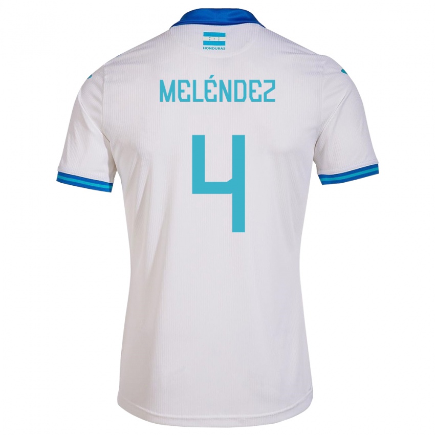 Hombre Camiseta Honduras Carlos Meléndez #4 Blanco 1ª Equipación 24-26 La Camisa México