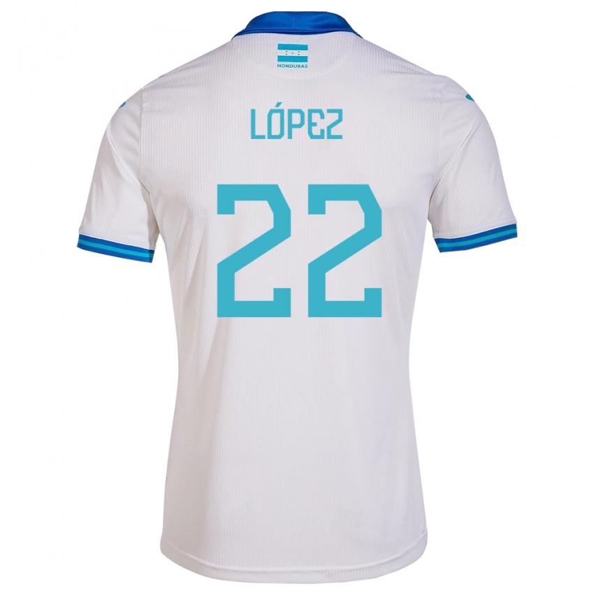 Hombre Camiseta Honduras Luis López #22 Blanco 1ª Equipación 24-26 La Camisa México