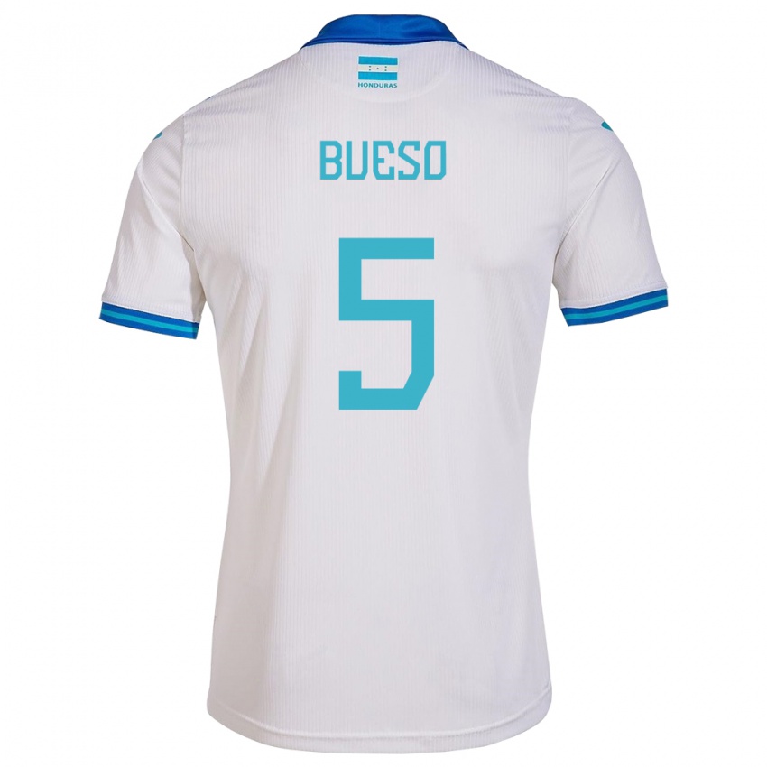 Hombre Camiseta Honduras Jonathan Bueso #5 Blanco 1ª Equipación 24-26 La Camisa México