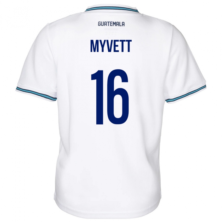 Hombre Camiseta Guatemala Jemery Myvett #16 Blanco 1ª Equipación 24-26 La Camisa México