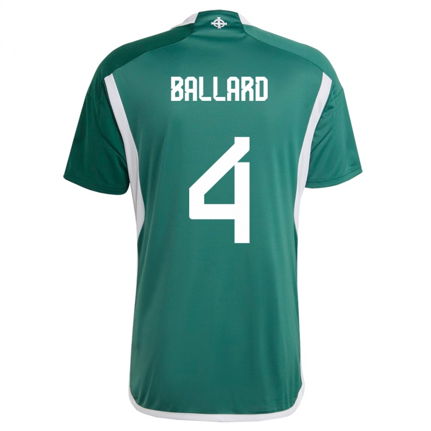 Hombre Camiseta Irlanda Del Norte Daniel Ballard #4 Verde 1ª Equipación 24-26 La Camisa México