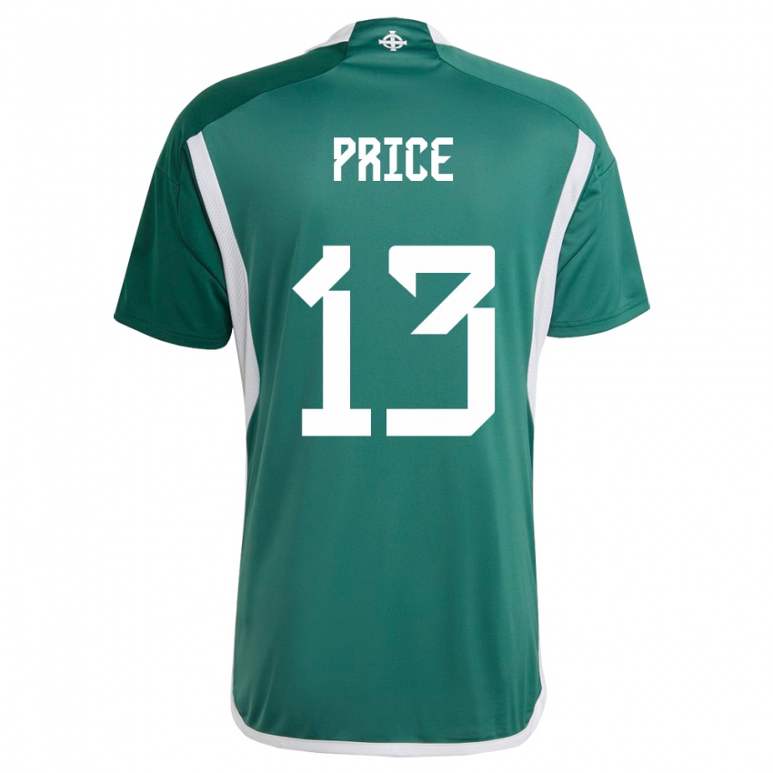 Hombre Camiseta Irlanda Del Norte Isaac Price #13 Verde 1ª Equipación 24-26 La Camisa México
