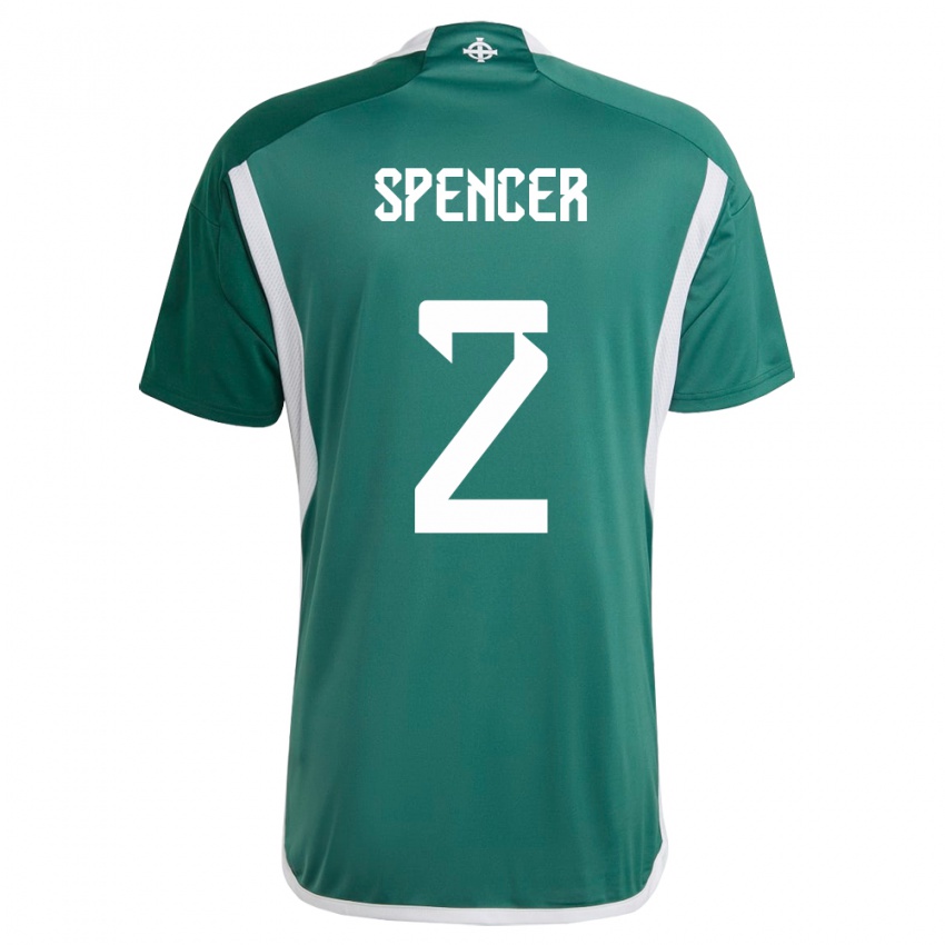 Hombre Camiseta Irlanda Del Norte Brodie Spencer #2 Verde 1ª Equipación 24-26 La Camisa México