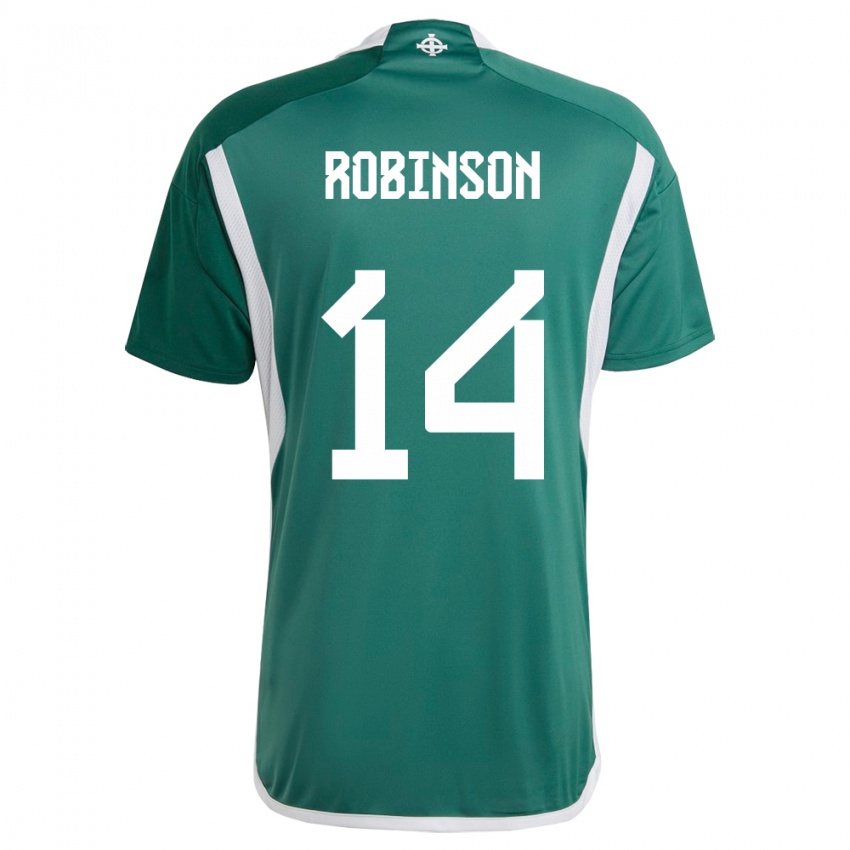 Hombre Camiseta Irlanda Del Norte Darren Robinson #14 Verde 1ª Equipación 24-26 La Camisa México