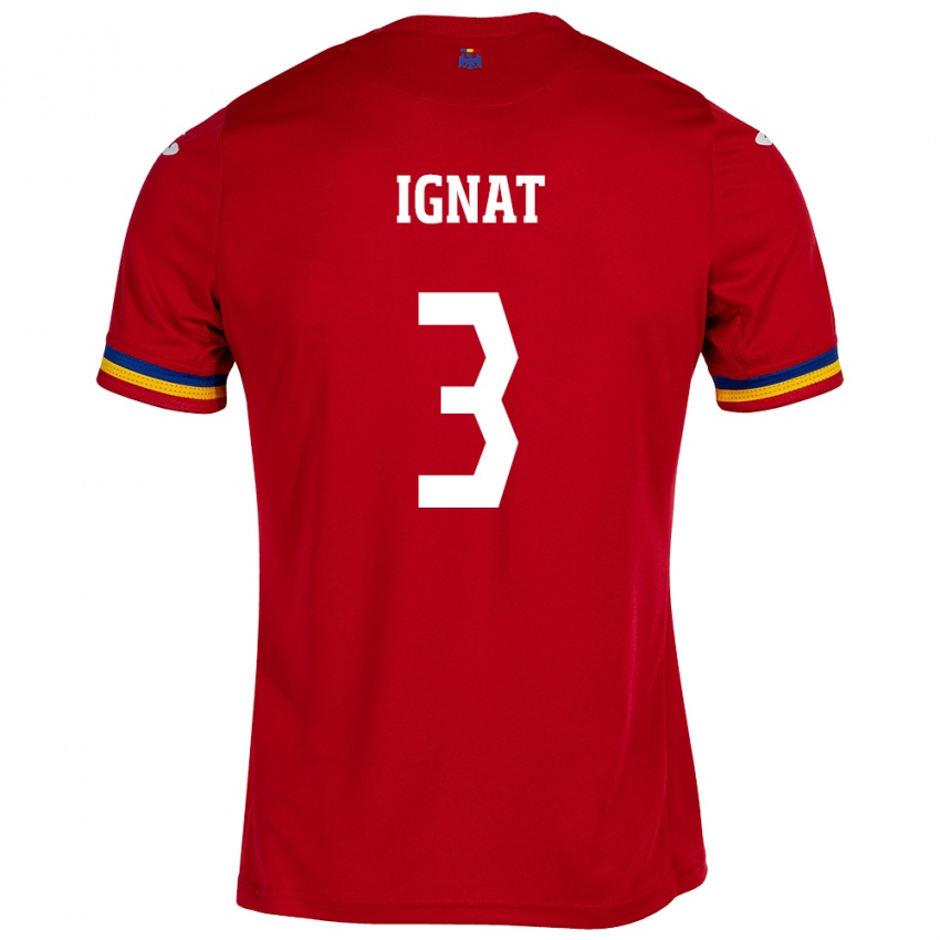 Hombre Camiseta Rumania Cristian Ignat #3 Rojo 2ª Equipación 24-26 La Camisa México