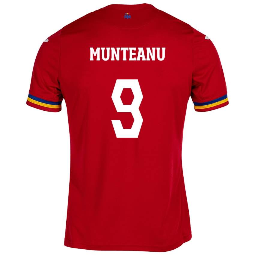 Hombre Camiseta Rumania Louis Munteanu #9 Rojo 2ª Equipación 24-26 La Camisa México