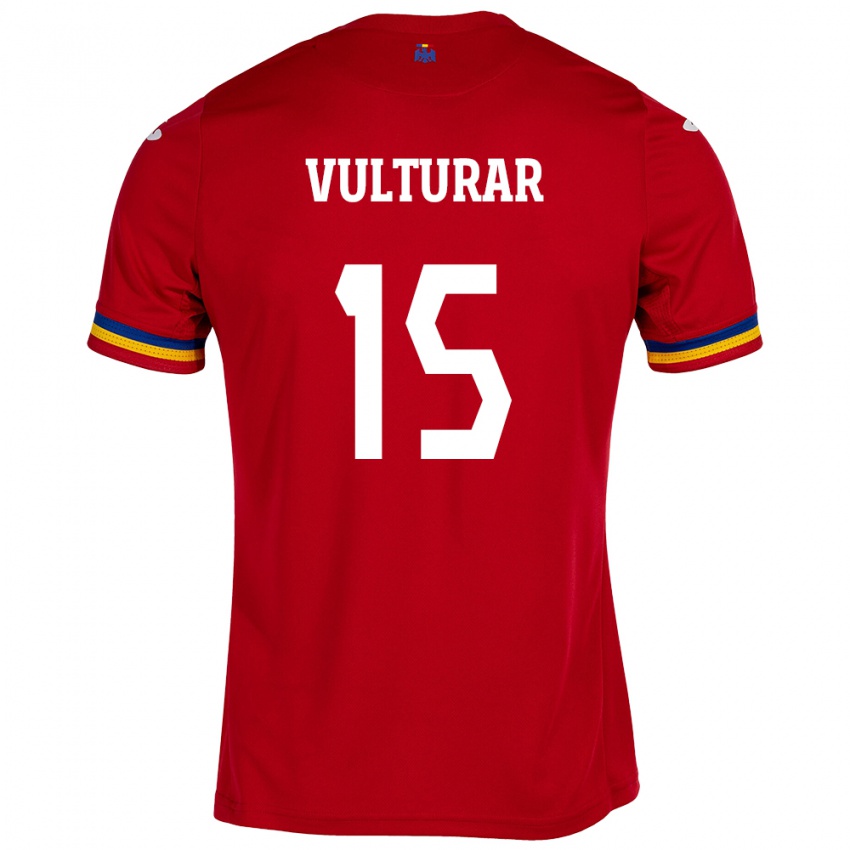 Hombre Camiseta Rumania Cătălin Vulturar #15 Rojo 2ª Equipación 24-26 La Camisa México