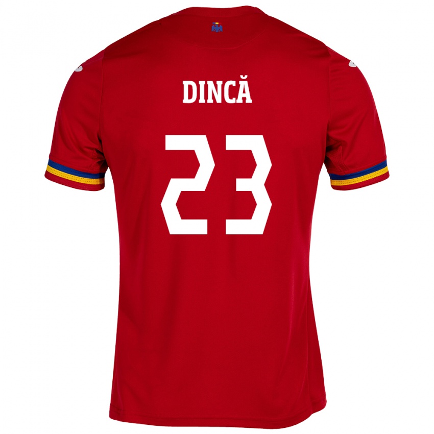Hombre Camiseta Rumania David Dincă #23 Rojo 2ª Equipación 24-26 La Camisa México